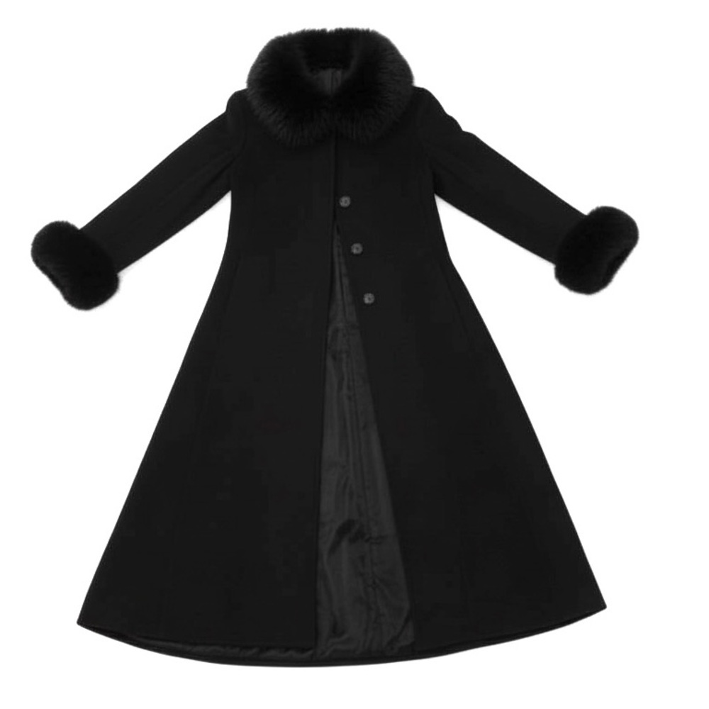 Marvin Richard’s Button Up Fur Cuff Wool Vintage Silk Lined Long Coat Jacket - Picture 5 of 7